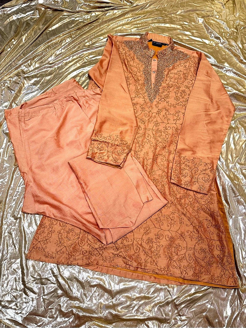 Disney Costume Dept Orange Embroidered Tunic & Pants Set Size 9 Bombay Brill